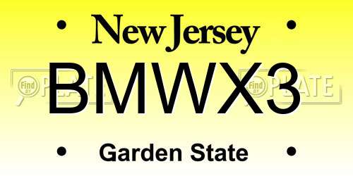 BMWX3 New Jersey License Plate