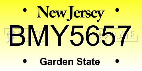 BMY5657 New Jersey License Plate