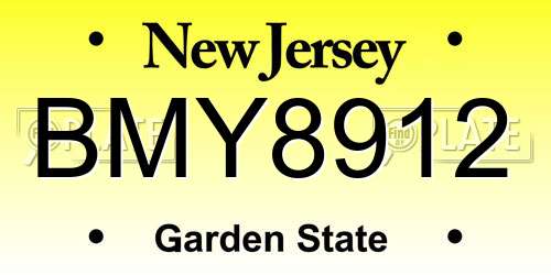 BMY8912 New Jersey License Plate