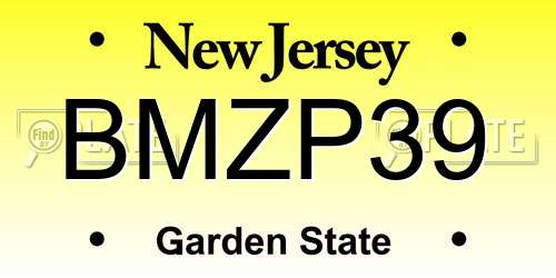 BMZP39 New Jersey License Plate