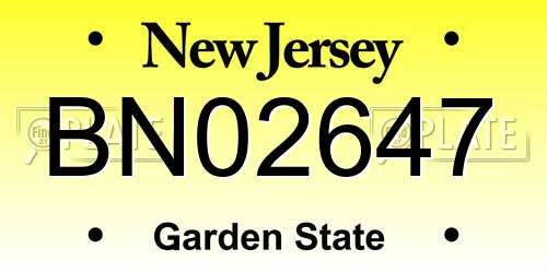 BN02647 New Jersey License Plate