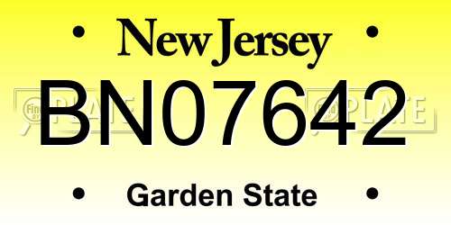 BN07642 New Jersey License Plate