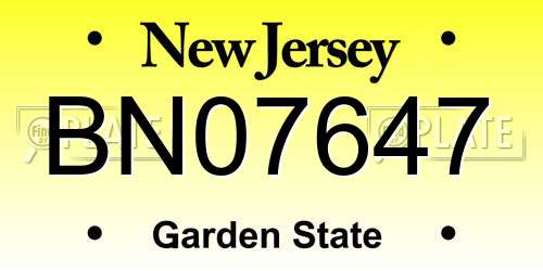 BN07647 New Jersey License Plate