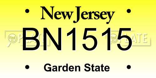 BN1515 New Jersey License Plate