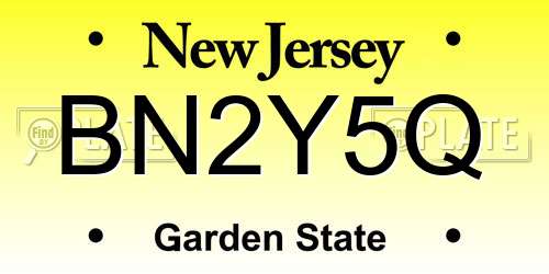 BN2Y5Q New Jersey License Plate