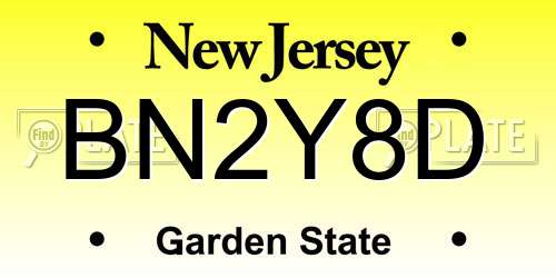 BN2Y8D New Jersey License Plate