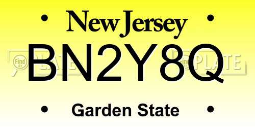 BN2Y8Q New Jersey License Plate