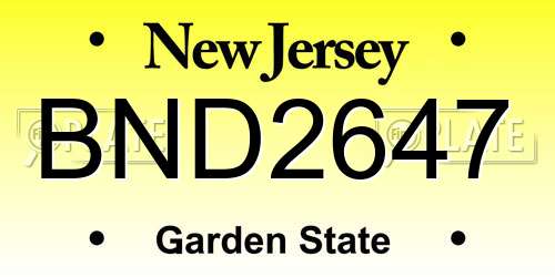BND2647 New Jersey License Plate