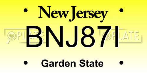 BNJ87I New Jersey License Plate