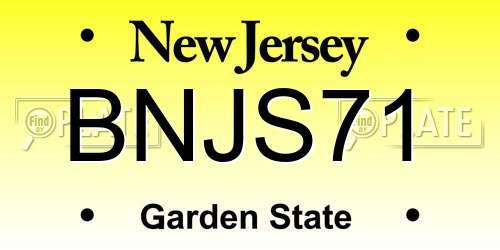 BNJS71 New Jersey License Plate