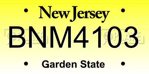 BNM4103 New Jersey License Plate