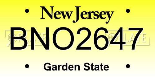 BNO2647 New Jersey License Plate