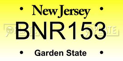 BNR153 New Jersey License Plate