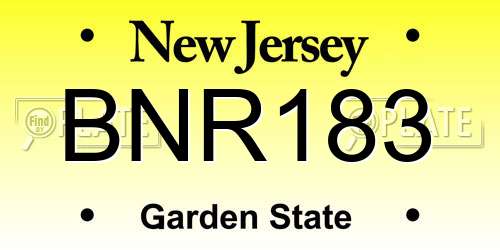 BNR183 New Jersey License Plate