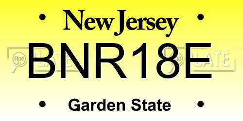 BNR18E New Jersey License Plate