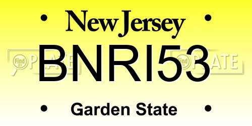 BNRI53 New Jersey License Plate