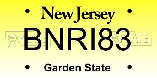 BNRI83 New Jersey License Plate