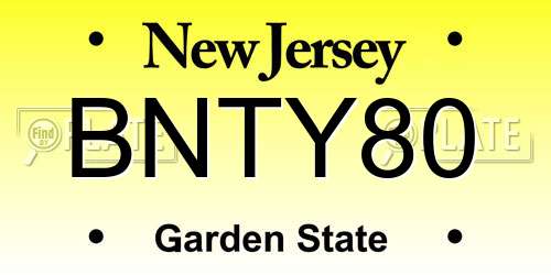 BNTY80 New Jersey License Plate