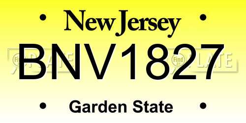 BNV1827 New Jersey License Plate