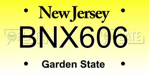 BNX606 New Jersey License Plate