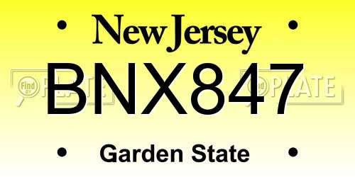 BNX847 New Jersey License Plate