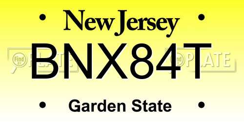 BNX84T New Jersey License Plate