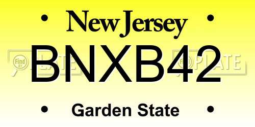 BNXB42 New Jersey License Plate