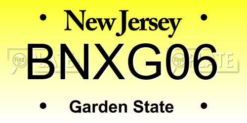 BNXG06 New Jersey License Plate
