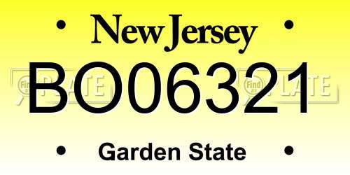 BO06321 New Jersey License Plate