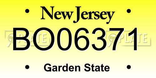 BO06371 New Jersey License Plate