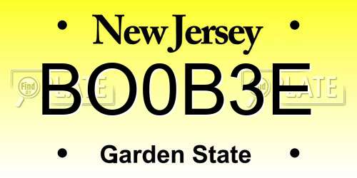 BO0B3E New Jersey License Plate
