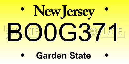 BO0G371 New Jersey License Plate
