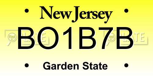 BO1B7B New Jersey License Plate