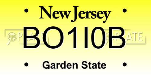 BO1I0B New Jersey License Plate