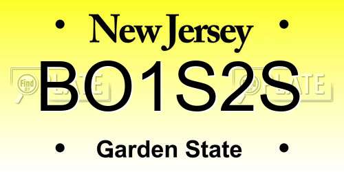 BO1S2S New Jersey License Plate
