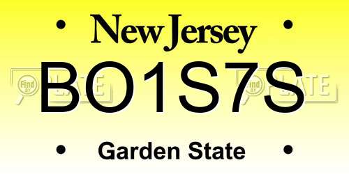 BO1S7S New Jersey License Plate