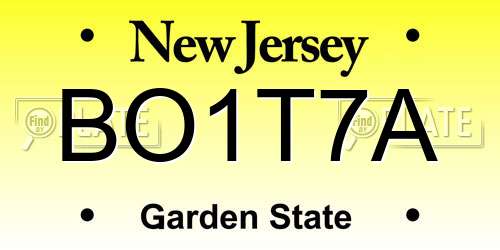 BO1T7A New Jersey License Plate