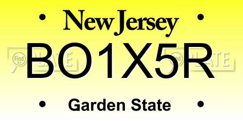 BO1X5R New Jersey License Plate
