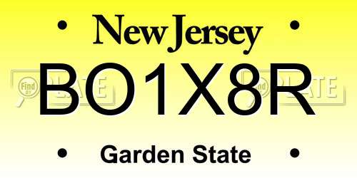 BO1X8R New Jersey License Plate