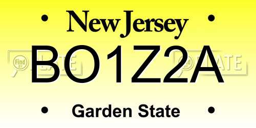BO1Z2A New Jersey License Plate