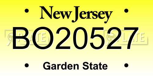 BO20527 New Jersey License Plate