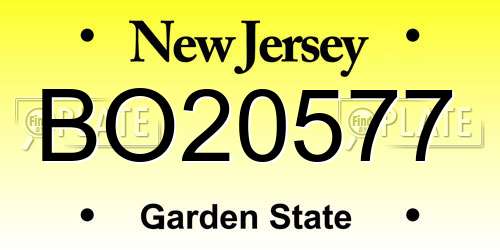 BO20577 New Jersey License Plate