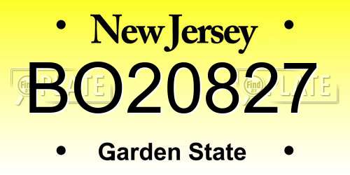 BO20827 New Jersey License Plate