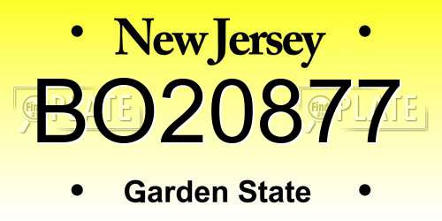 BO20877 New Jersey License Plate