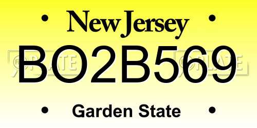 BO2B569 New Jersey License Plate
