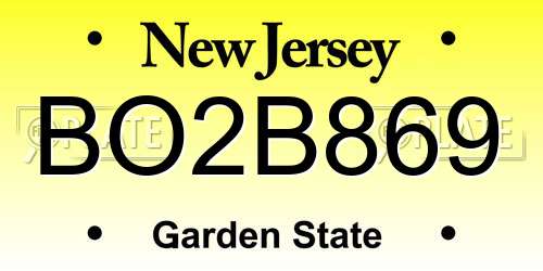BO2B869 New Jersey License Plate