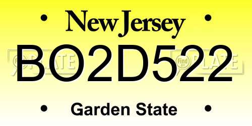 BO2D522 New Jersey License Plate