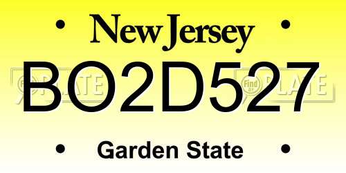 BO2D527 New Jersey License Plate