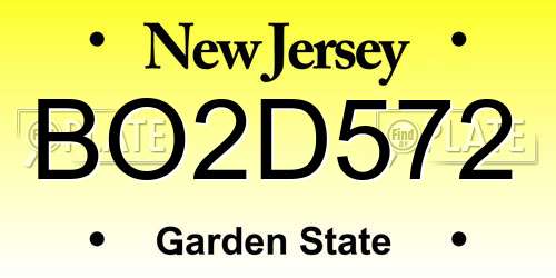 BO2D572 New Jersey License Plate