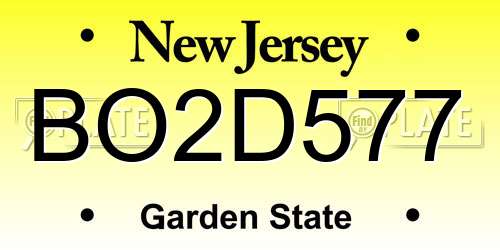 BO2D577 New Jersey License Plate
